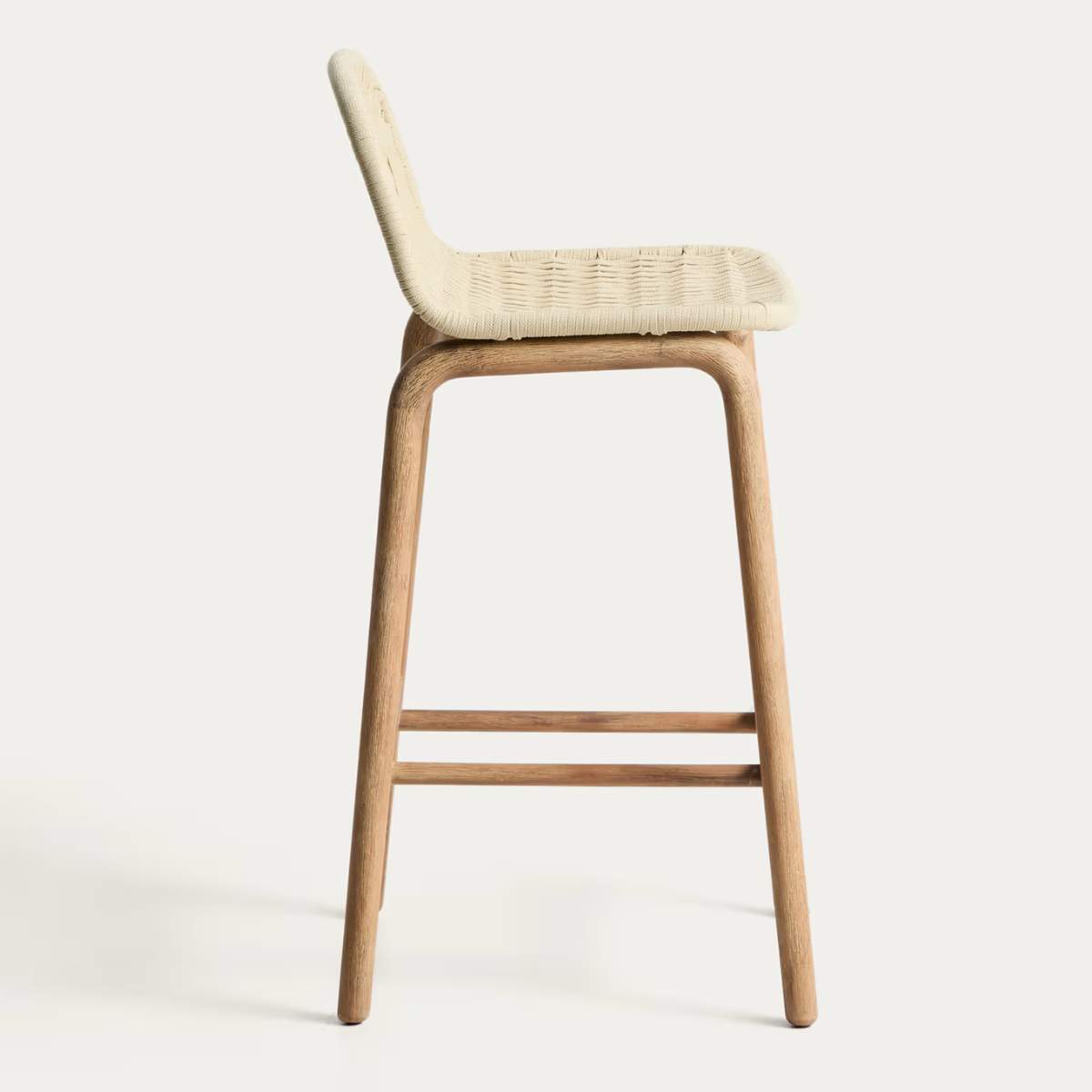Kave Home Alipa stool in FSC 100% solid acacia wood and dark grey rope cord 75 cm
