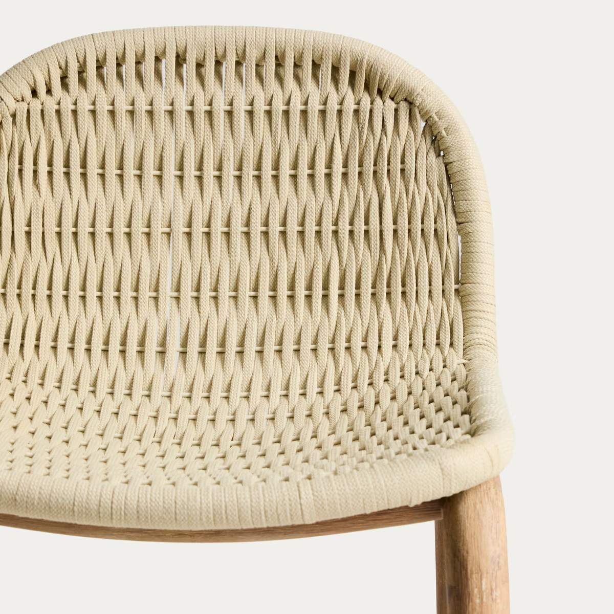 Kave Home Alipa stool in FSC 100% solid acacia wood and dark grey rope cord 75 cm