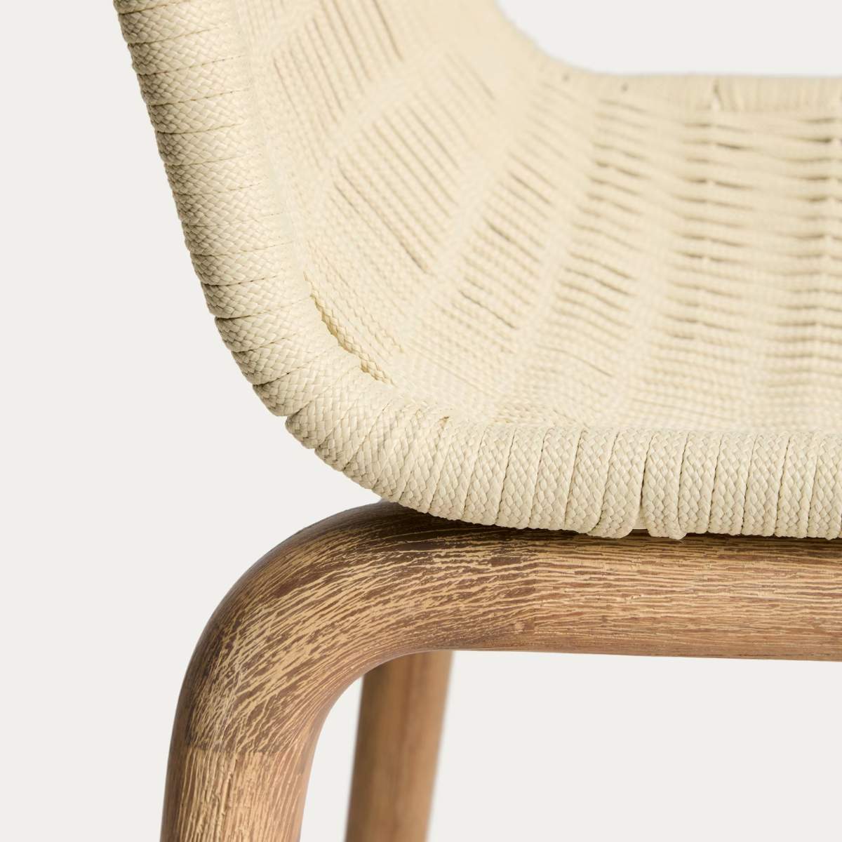 Kave Home Alipa stool in FSC 100% solid acacia wood and dark grey rope cord 75 cm