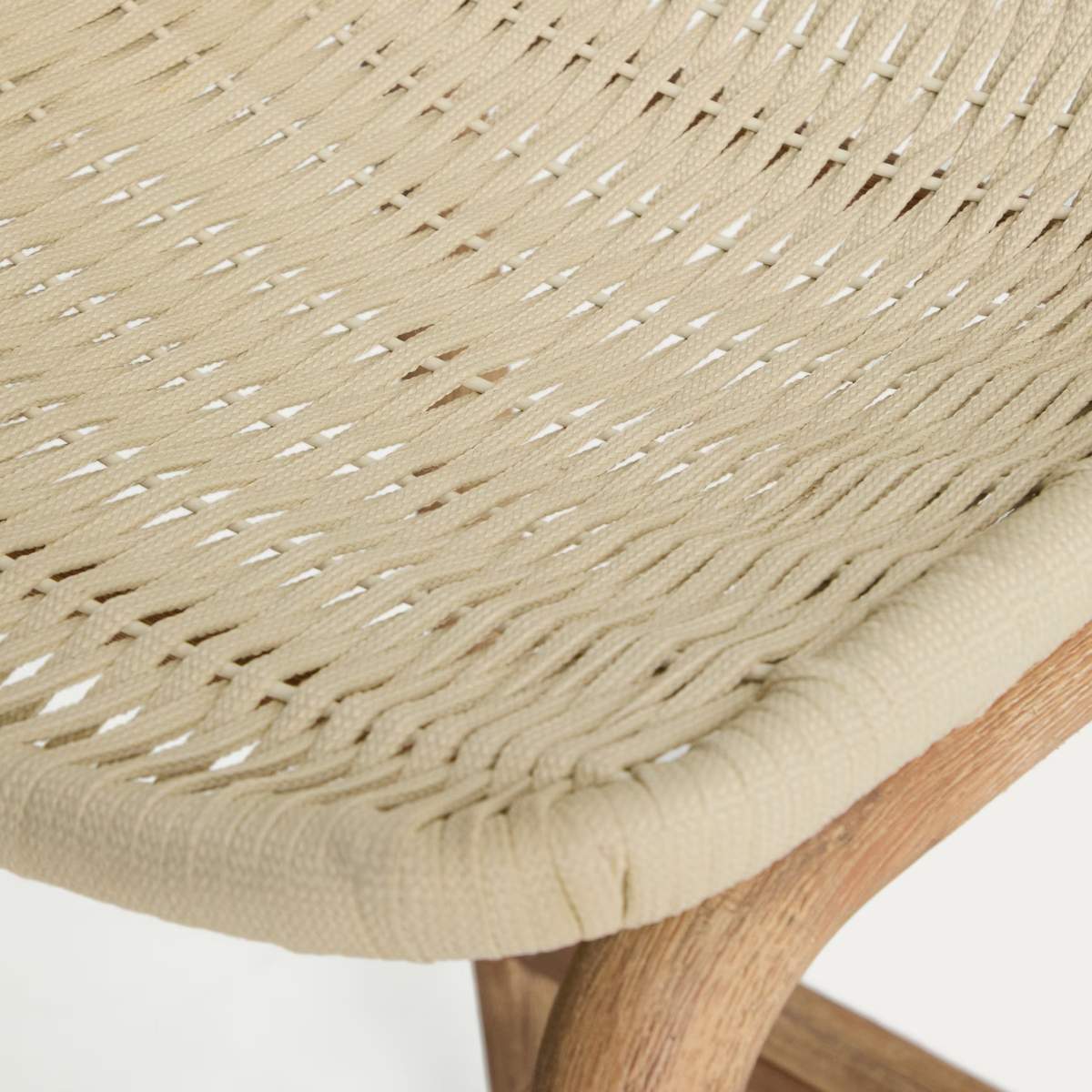 Kave Home Alipa stool in FSC 100% solid acacia wood and dark grey rope cord 75 cm