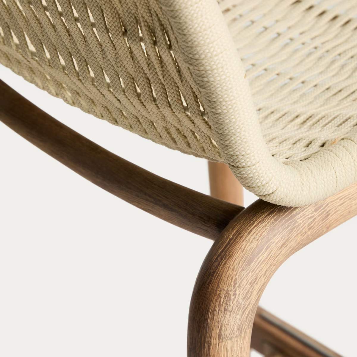 Kave Home Alipa stool in FSC 100% solid acacia wood and dark grey rope cord 75 cm
