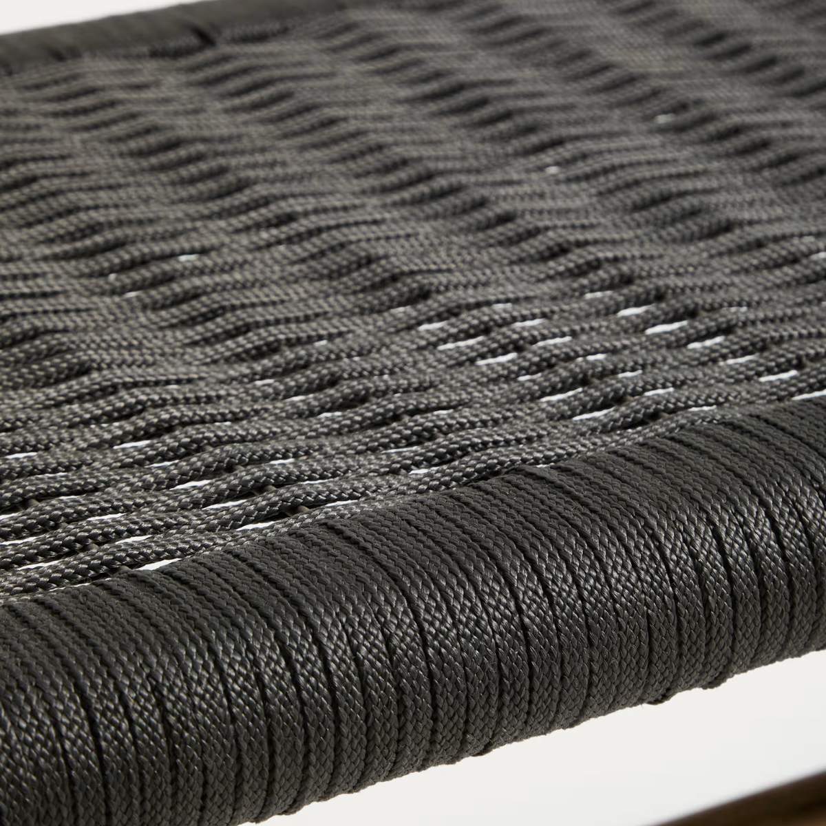 Kave Home Alipa bench in FSC 100% solid acacia wood and dark grey rope cord 200 cm