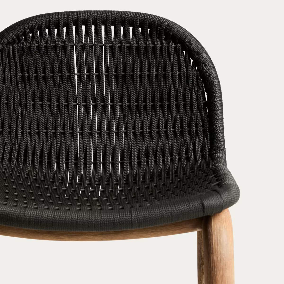 Kave Home Alipa stool in FSC 100% solid acacia wood and dark grey rope cord 75 cm