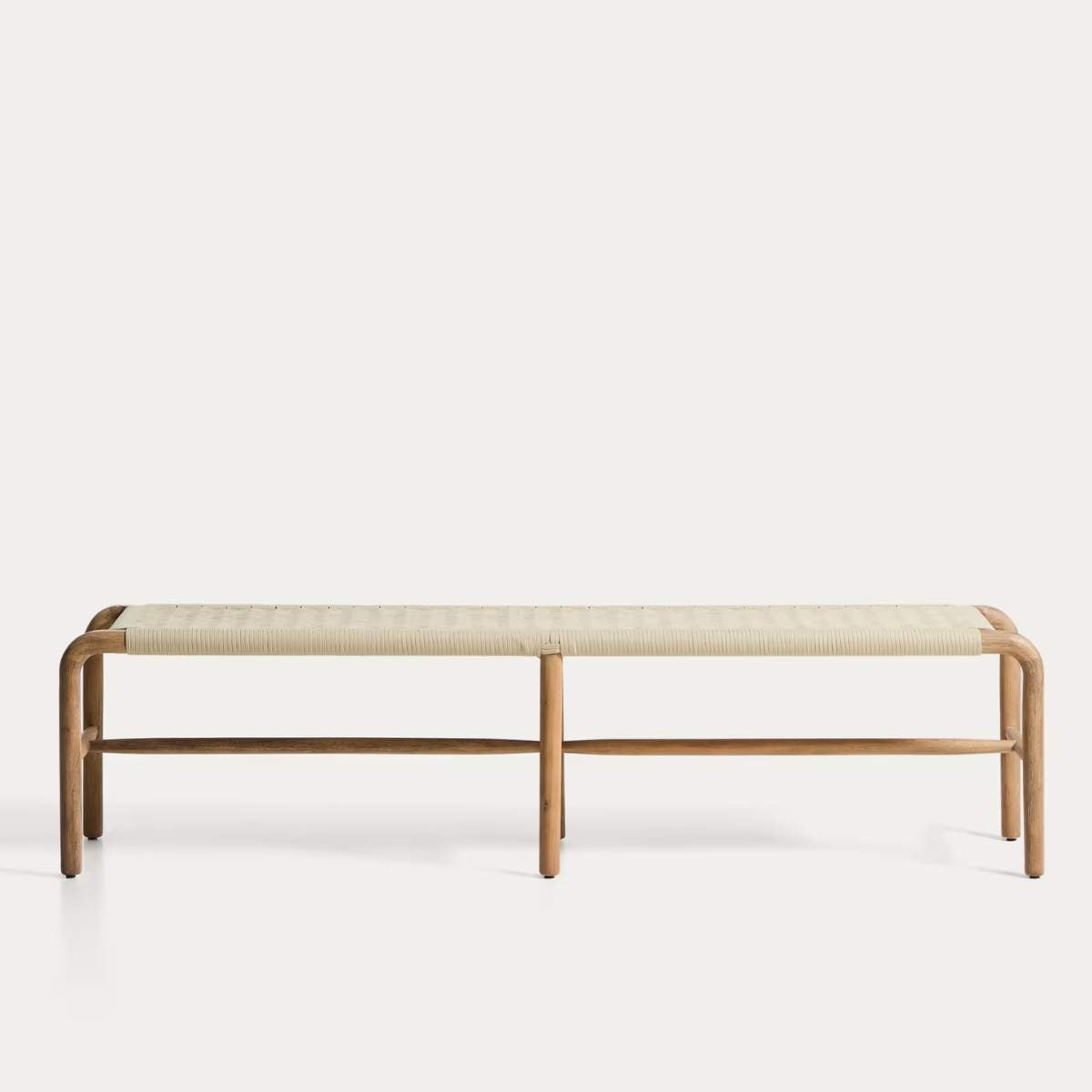 Kave Home Alipa bench in FSC 100% solid acacia wood and dark grey rope cord 200 cm