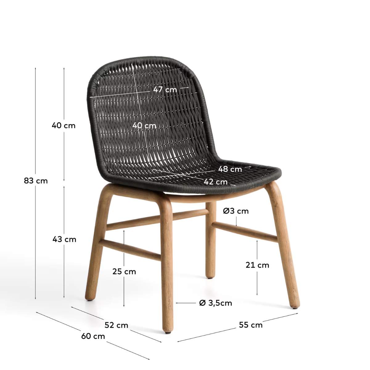Kave Home Alipa chair in FSC 100% solid acacia wood and ecru rope cord