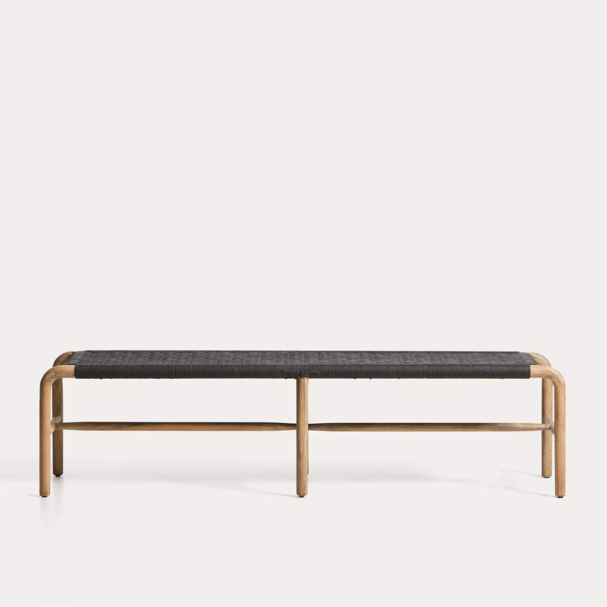 Kave Home Alipa bench in FSC 100% solid acacia wood and dark grey rope cord 200 cm