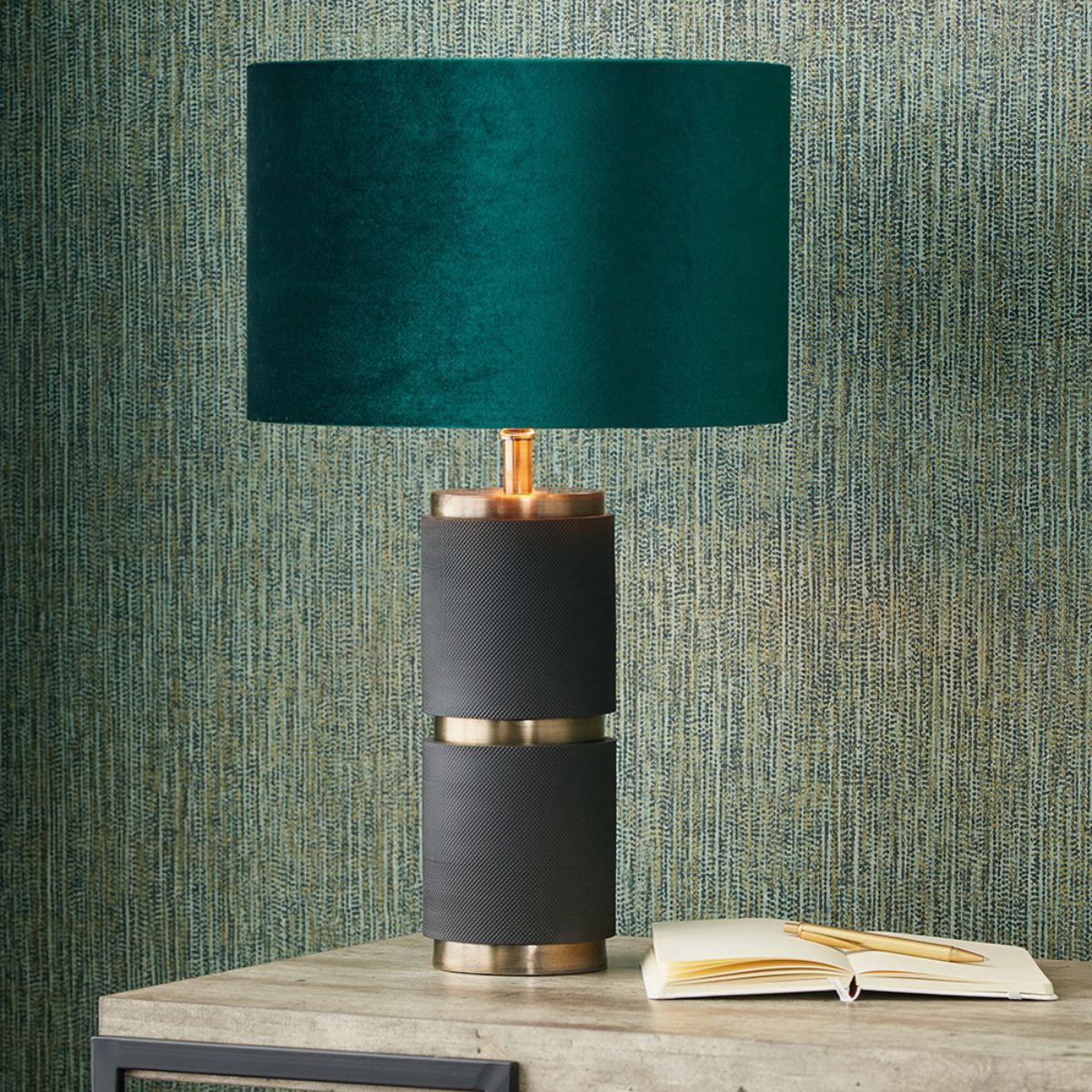 Pacific Lifestyle Alnico Black and Brass Metal Textured Table Lamp Base
