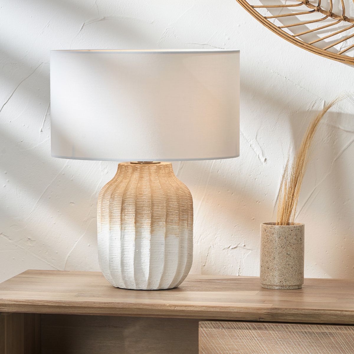 Pacific Lifestyle Amalia Natural Ombre Textured Stoneware Table Lamp Base
