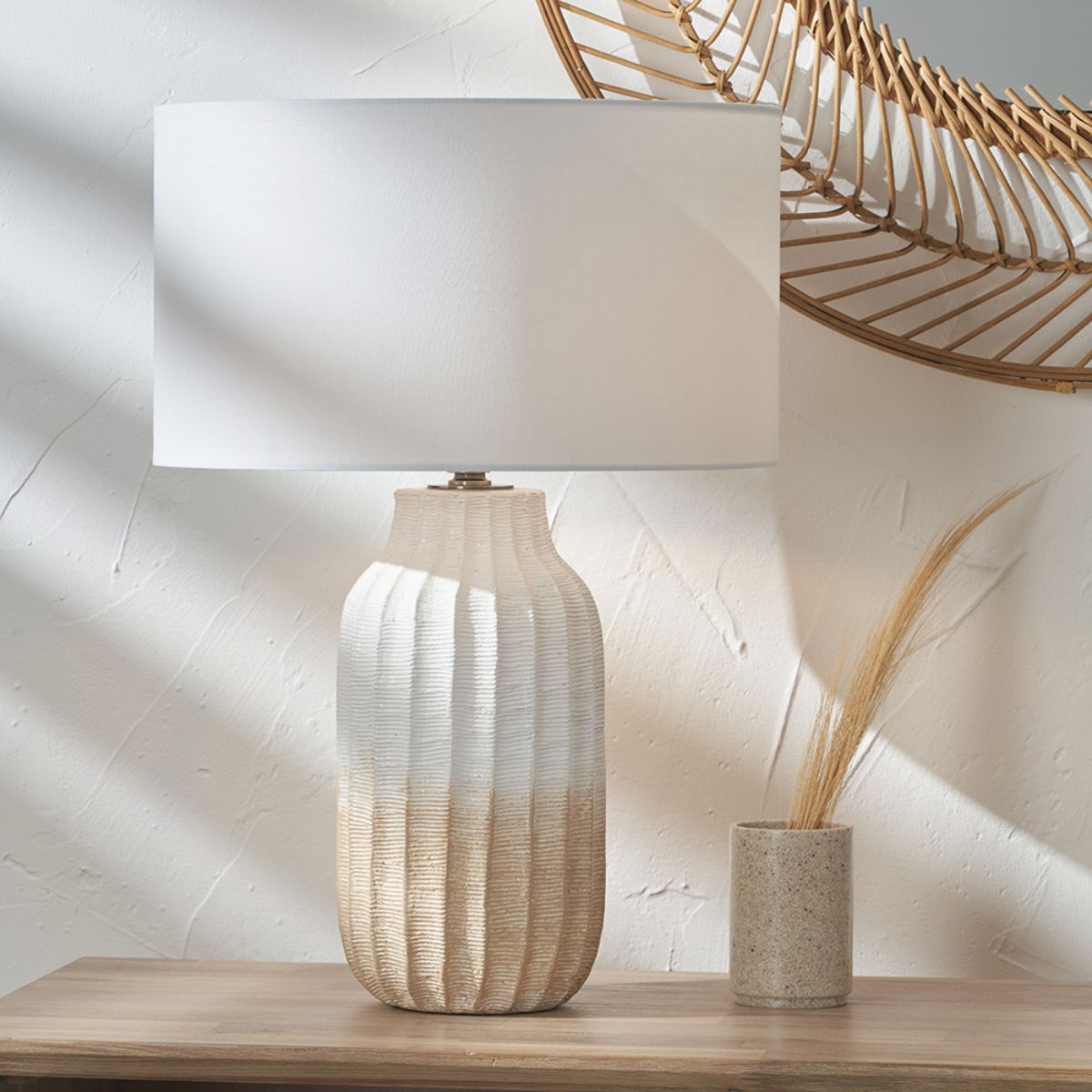 Pacific Lifestyle Amalia Natural Ombre Textured Stoneware Tall Table Lamp Base
