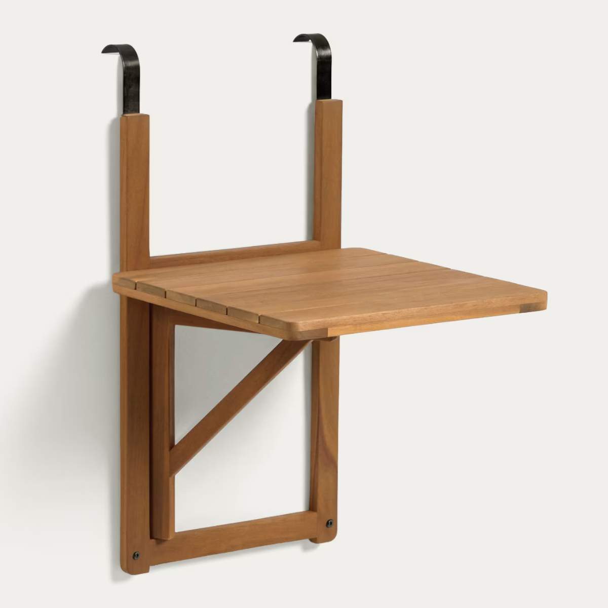 Kave Home Amarillis folding balcony table made from solid acacia wood, 40 x 42 cm FSC 100%