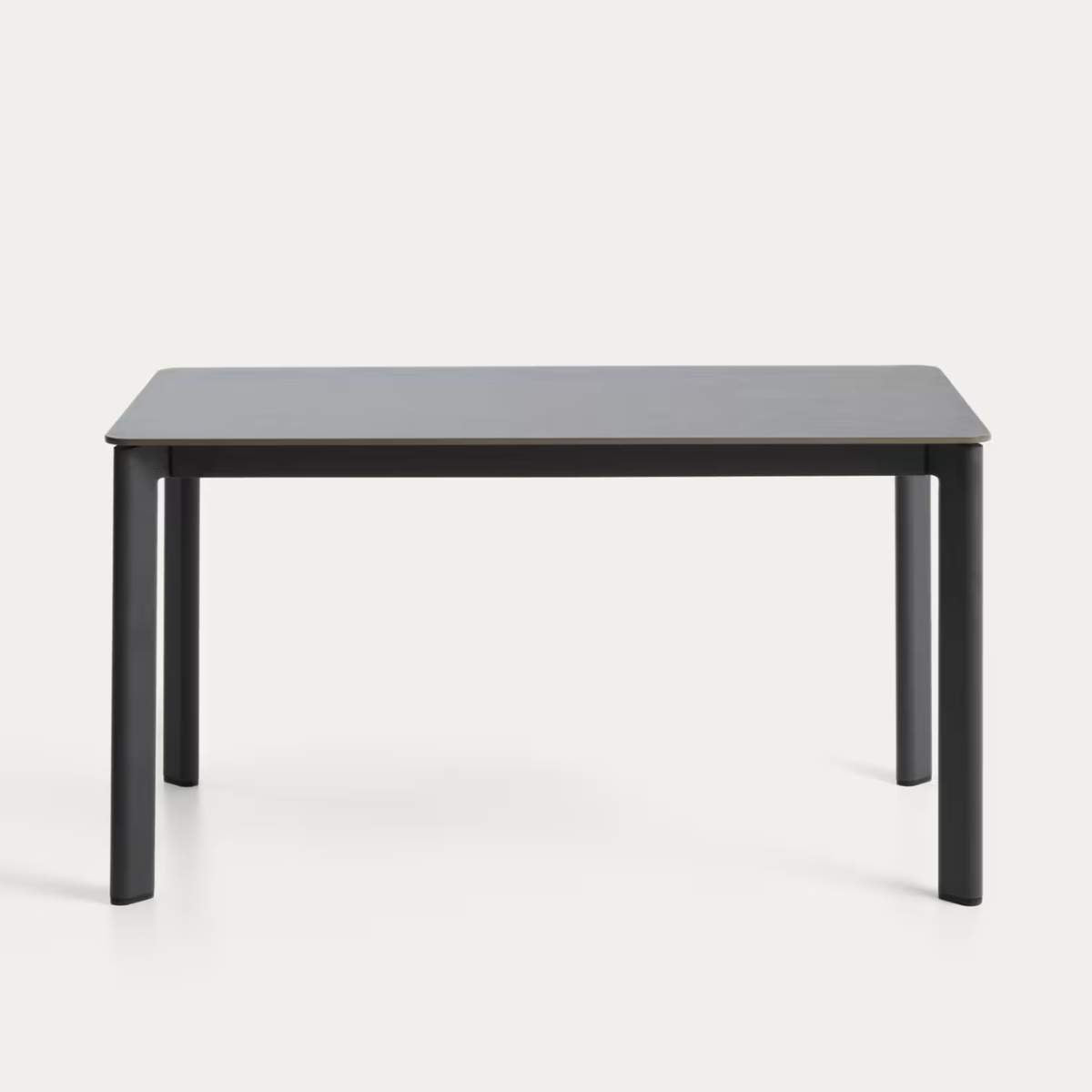 Kave Home Anafi table in sintered stone and graphite aluminium 140 x 80 cm