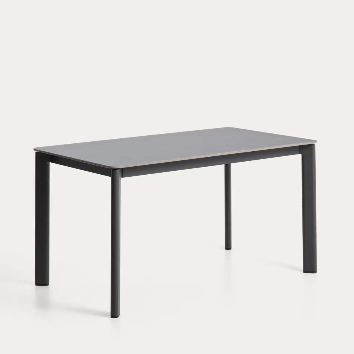 Kave Home Anafi table in sintered stone and graphite aluminium 140 x 80 cm