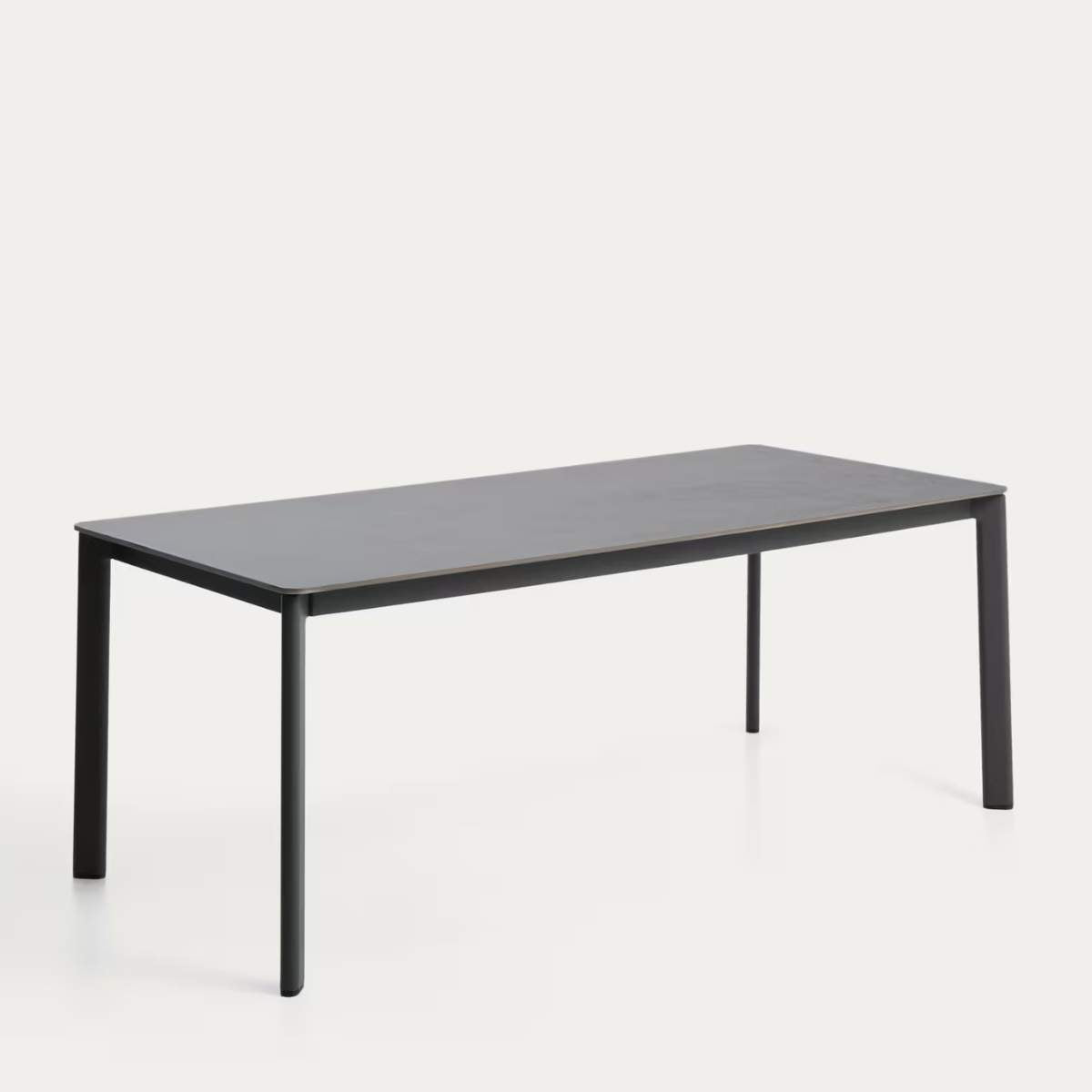 Kave Home Anafi table in sintered stone and graphite aluminium 180 x 90cm