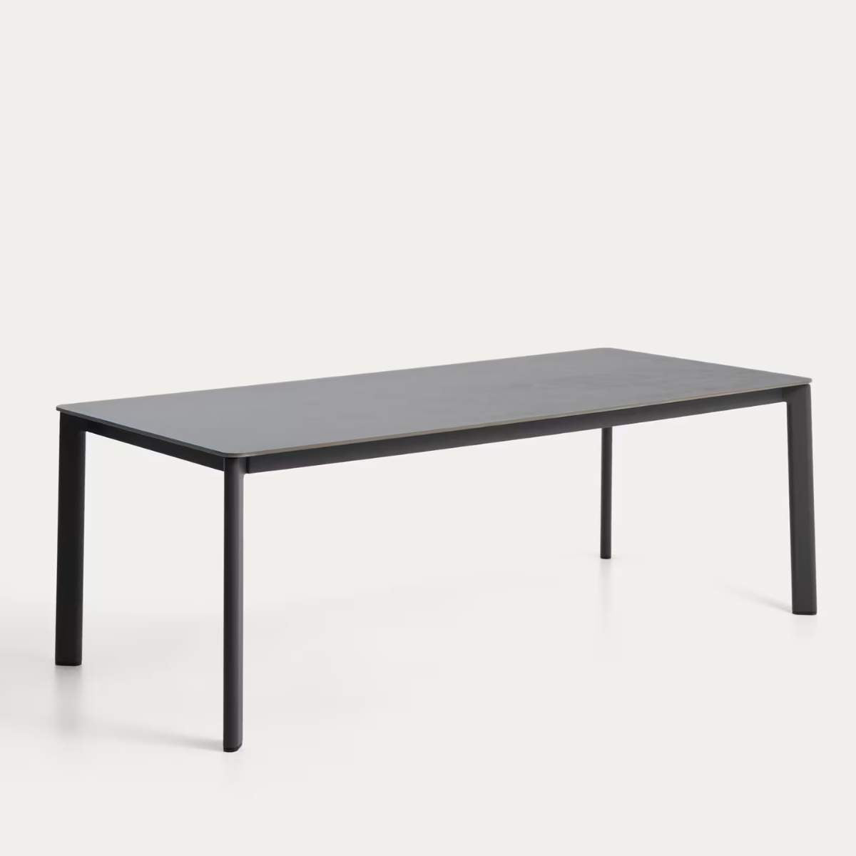 Kave Home Anafi table in sintered stone and graphite aluminium 220 x 100 cm