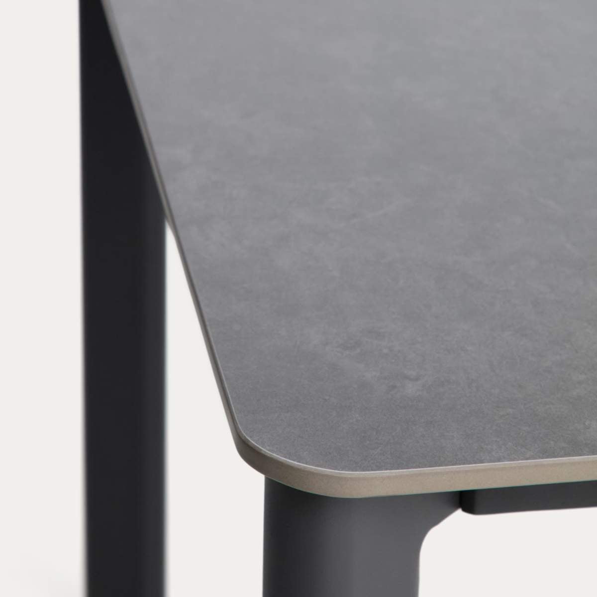Kave Home Anafi table in sintered stone and graphite aluminium 180 x 90cm