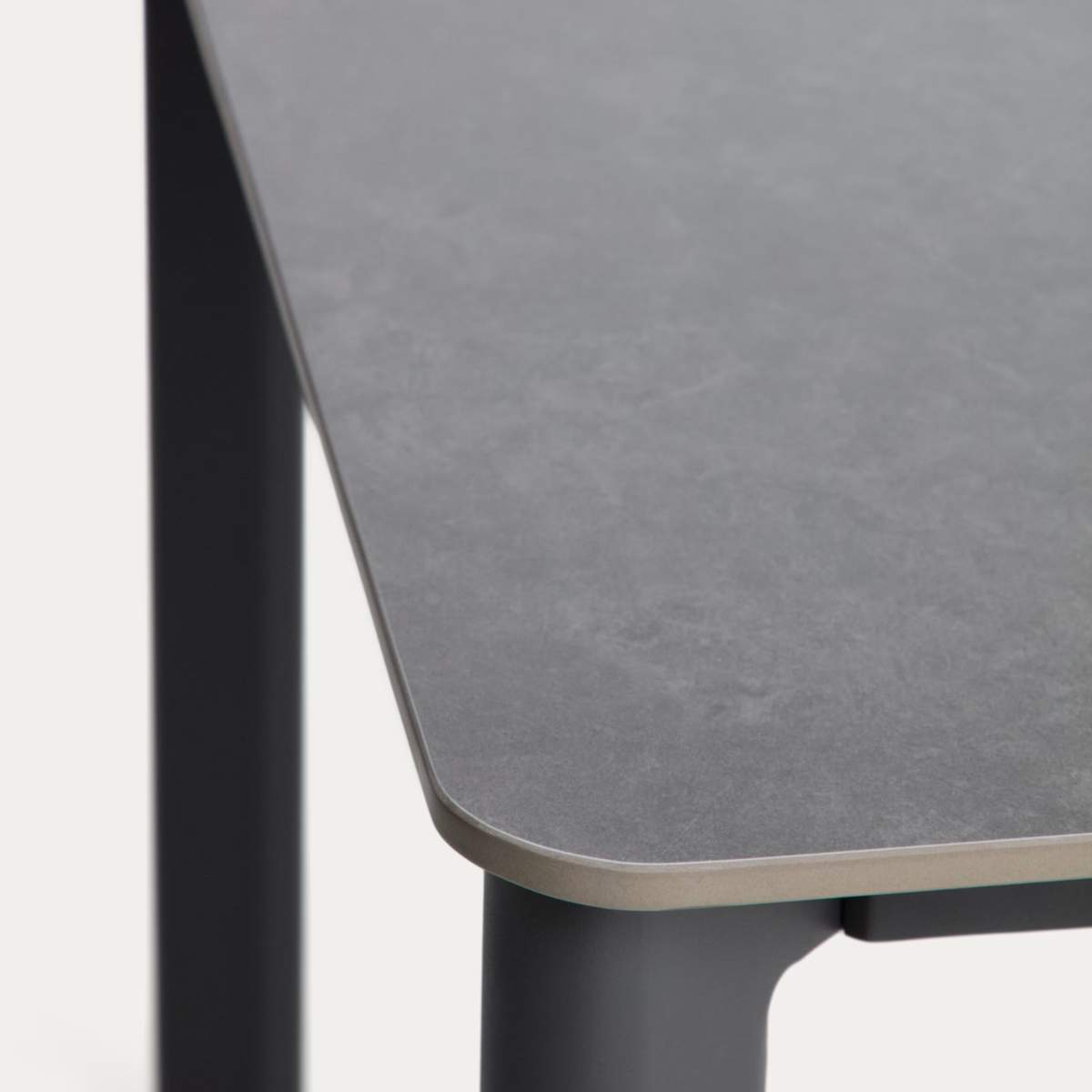 Kave Home Anafi table in sintered stone and graphite aluminium 220 x 100 cm