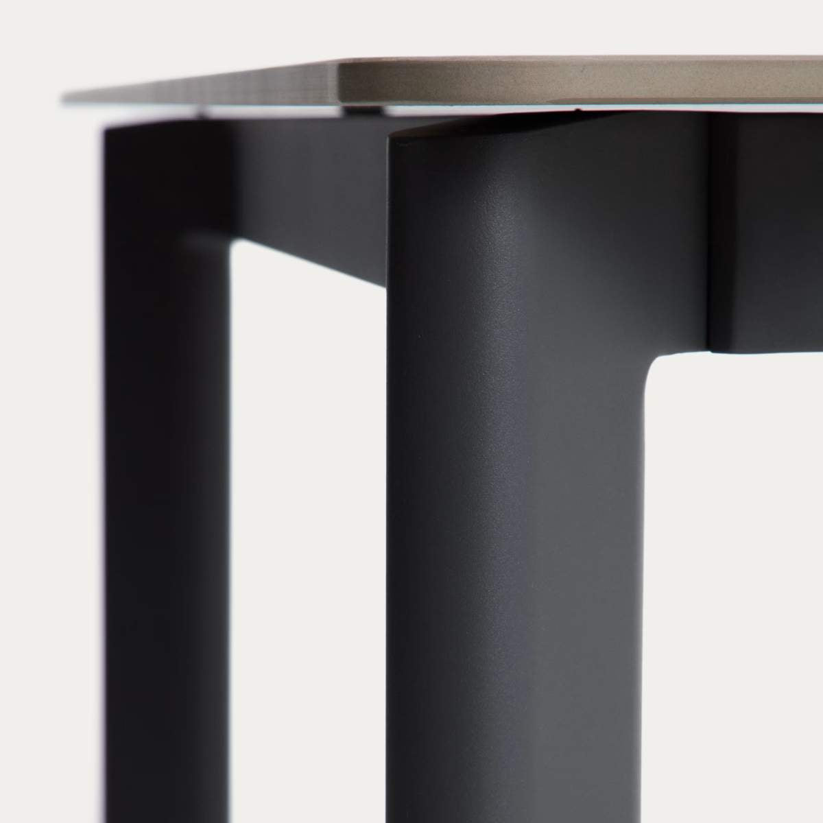 Kave Home Anafi table in sintered stone and graphite aluminium 220 x 100 cm