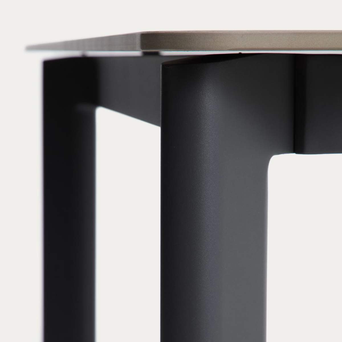 Kave Home Anafi table in sintered stone and graphite aluminium 180 x 90cm