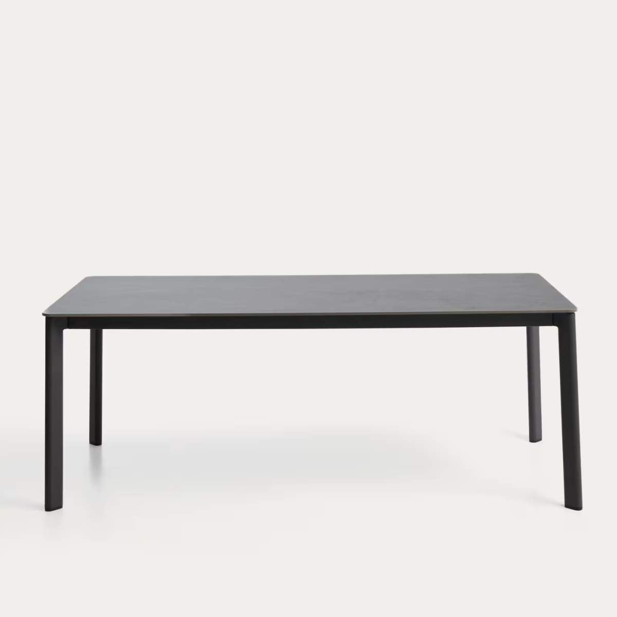 Kave Home Anafi table in sintered stone and graphite aluminium 180 x 90cm