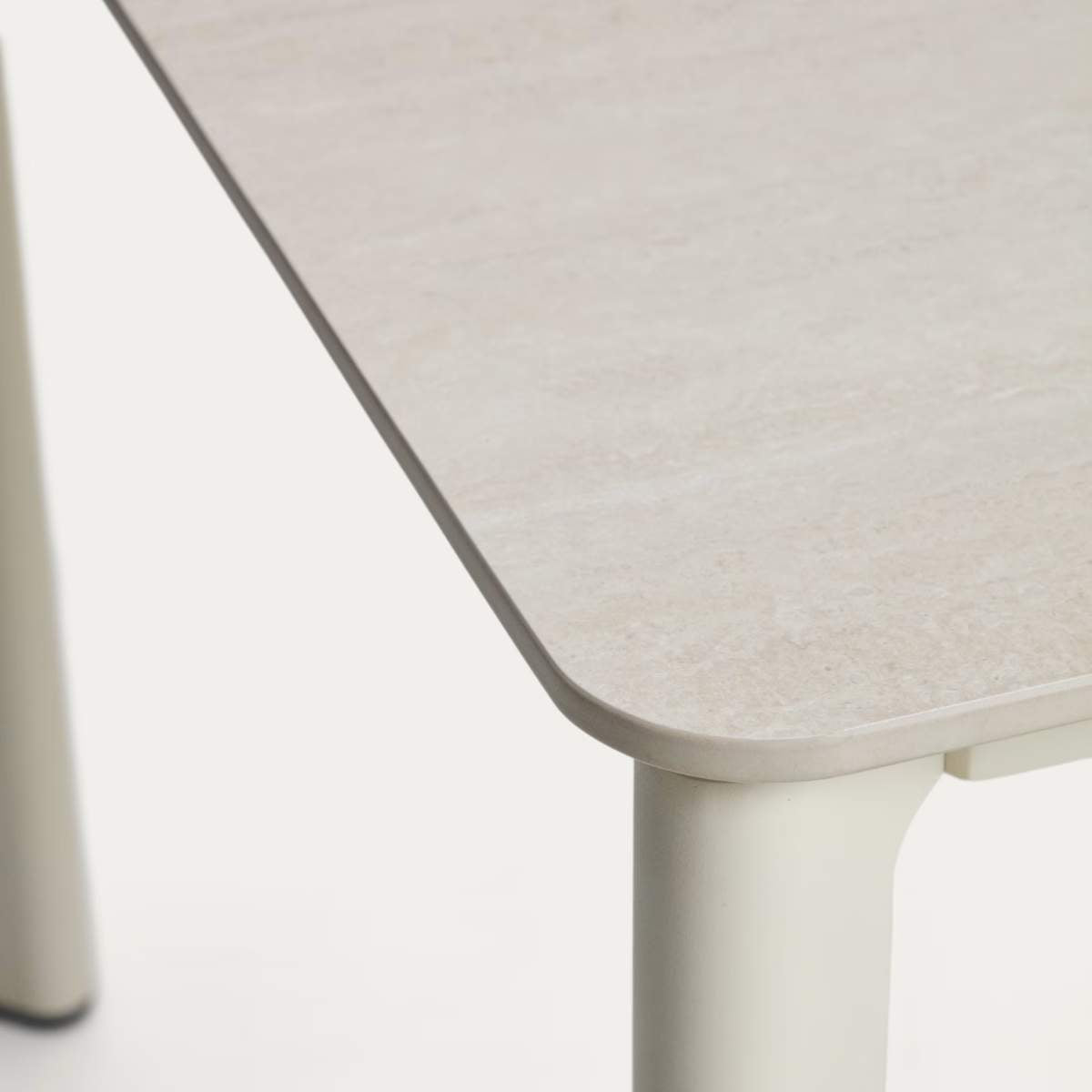 Kave Home Anafi table in sintered stone and graphite aluminium 180 x 90cm
