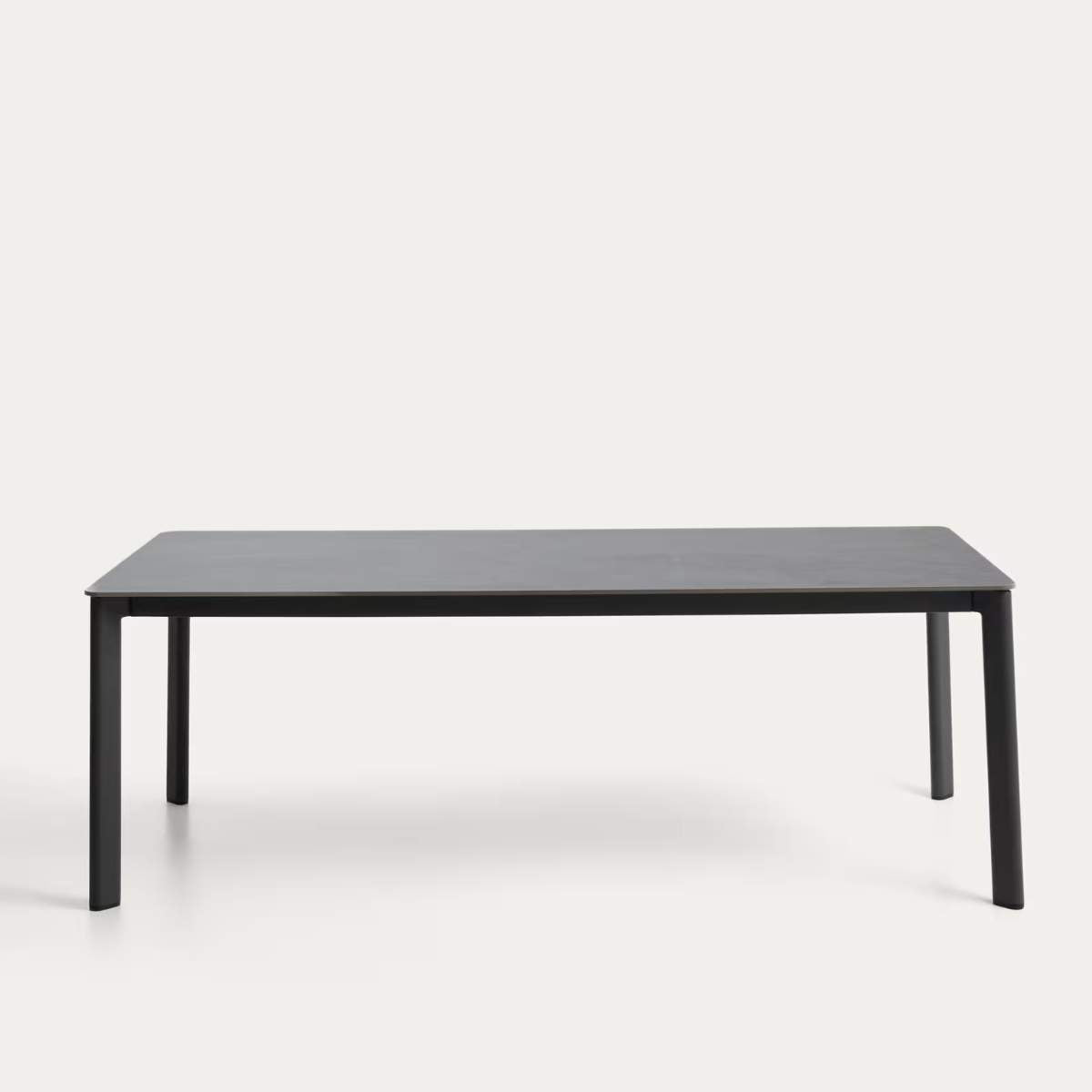 Kave Home Anafi table in sintered stone and graphite aluminium 220 x 100 cm