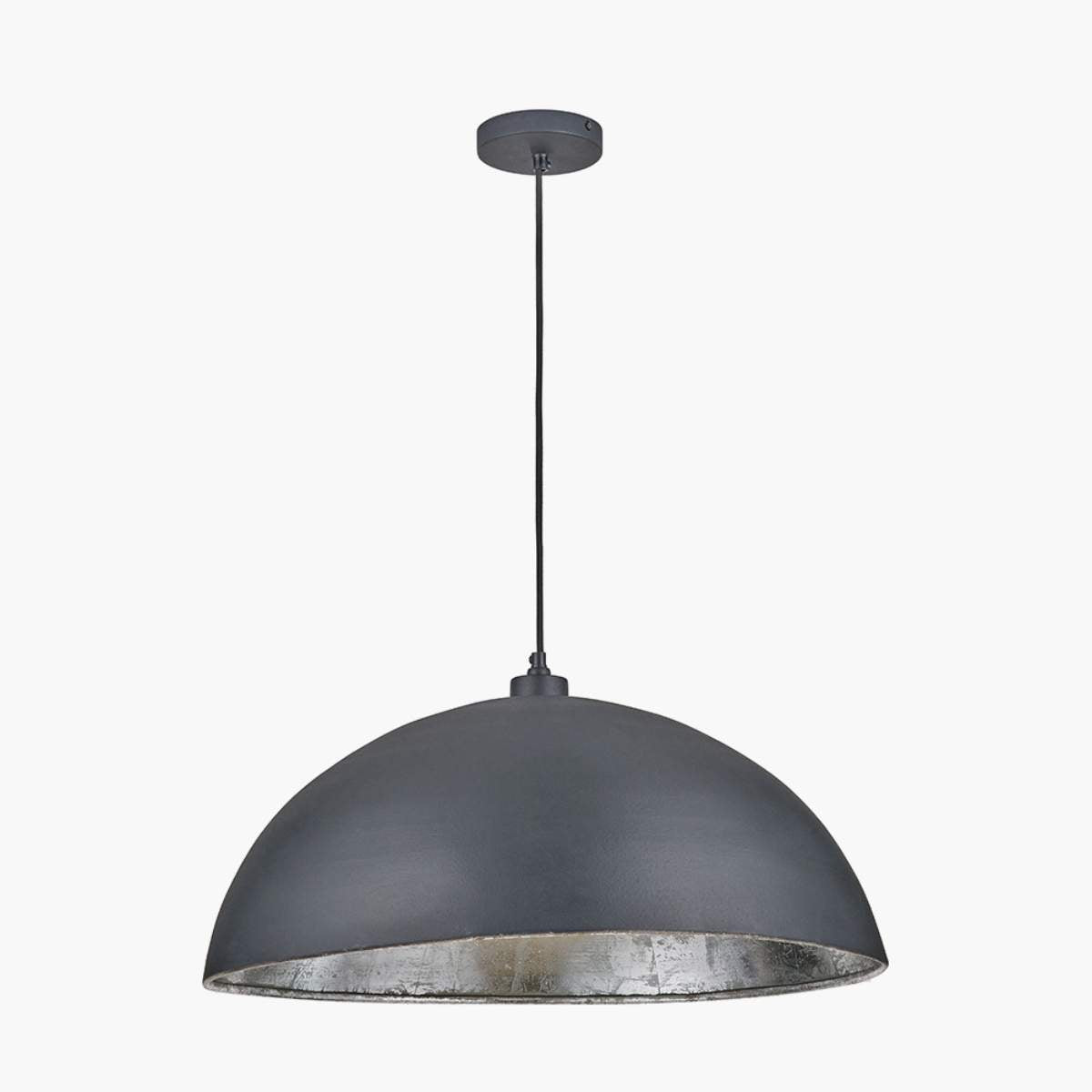 Pacific Lifestyle Anders Matt Black and Silver Leaf Metal Dome Pendant