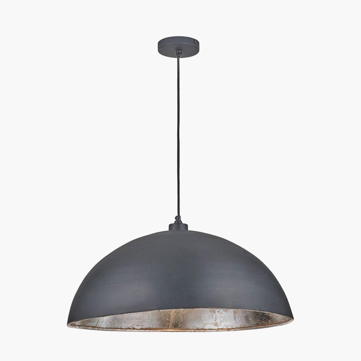 Pacific Lifestyle Anders Matt Black and Silver Leaf Metal Dome Pendant