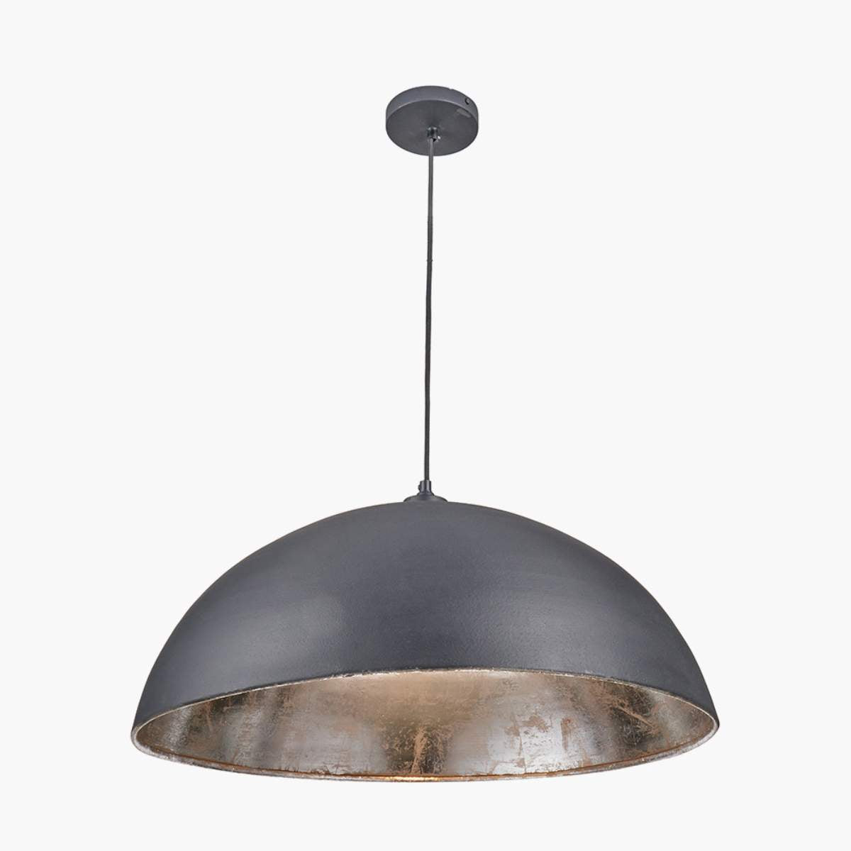 Pacific Lifestyle Anders Matt Black and Silver Leaf Metal Dome Pendant