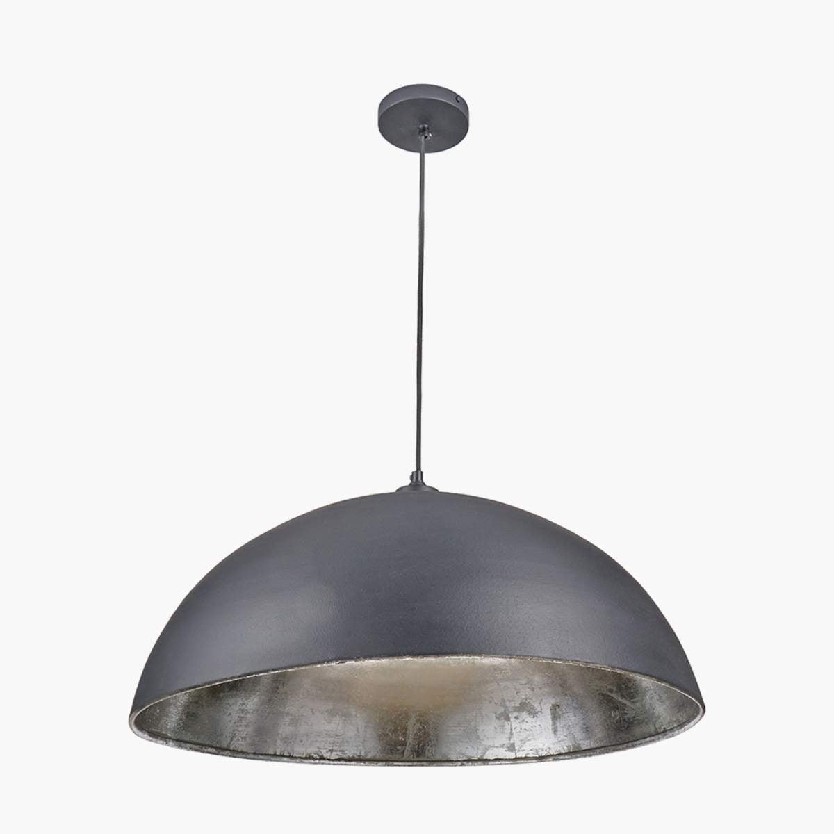 Pacific Lifestyle Anders Matt Black and Silver Leaf Metal Dome Pendant