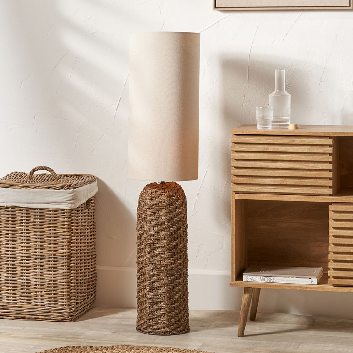 Pacific Lifestyle Andros Brown Woven Seagrass Floor Lamp