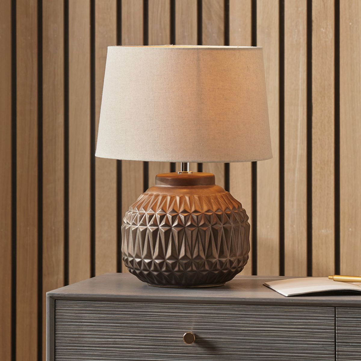 Pacific Lifestyle Anneli Bronze Aztec Texture Ceramic Table Lamp