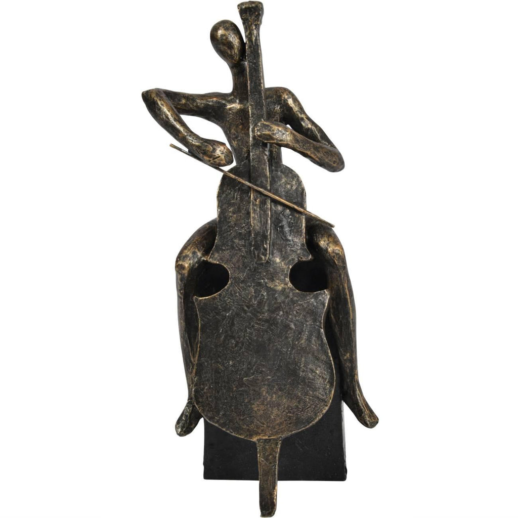 Antique Bronze Cellist Sculpture-Beaumonde