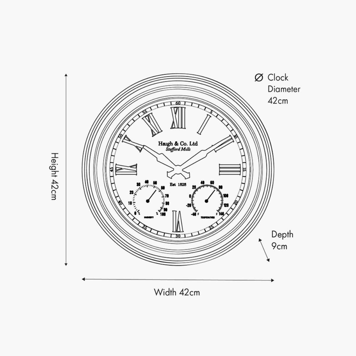 Pacific Lifestyle Antique Effect Gold Brushed Cream Indoor Outdoor Wall Clock