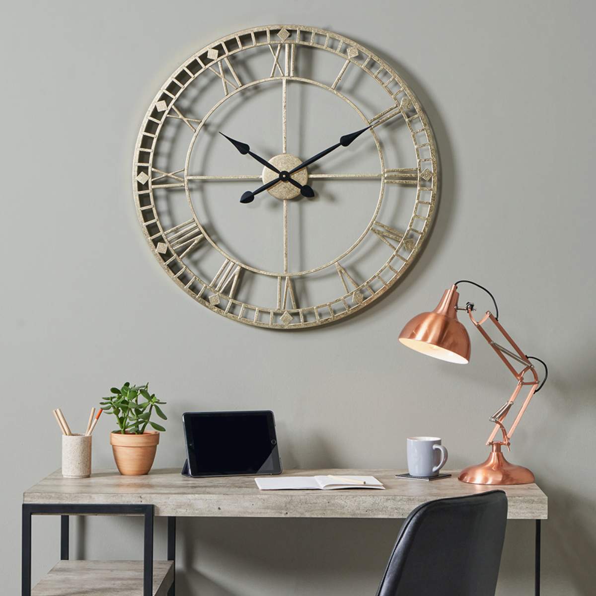 Pacific Lifestyle Antique Gold Metal Round Wall Clock Large