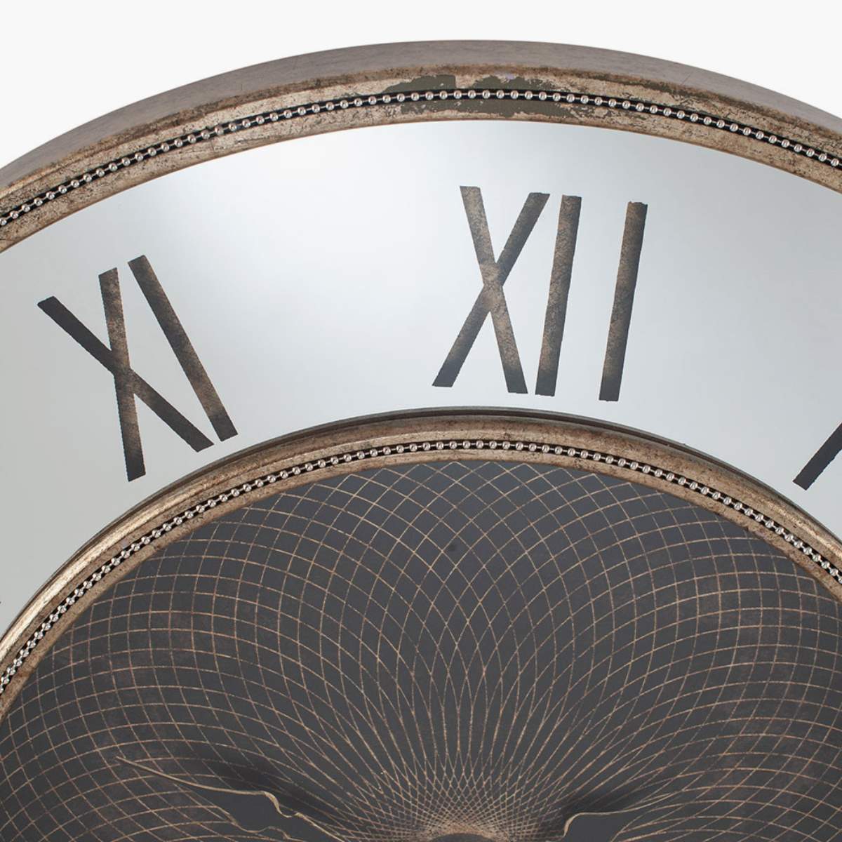 Pacific Lifestyle Antique Gold Wood and Geo Print Mirror Wall Clock