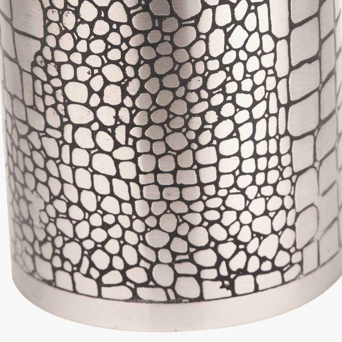 Pacific Lifestyle S/3 Antique Silver Croc Print Metal Pillar Candle Holders