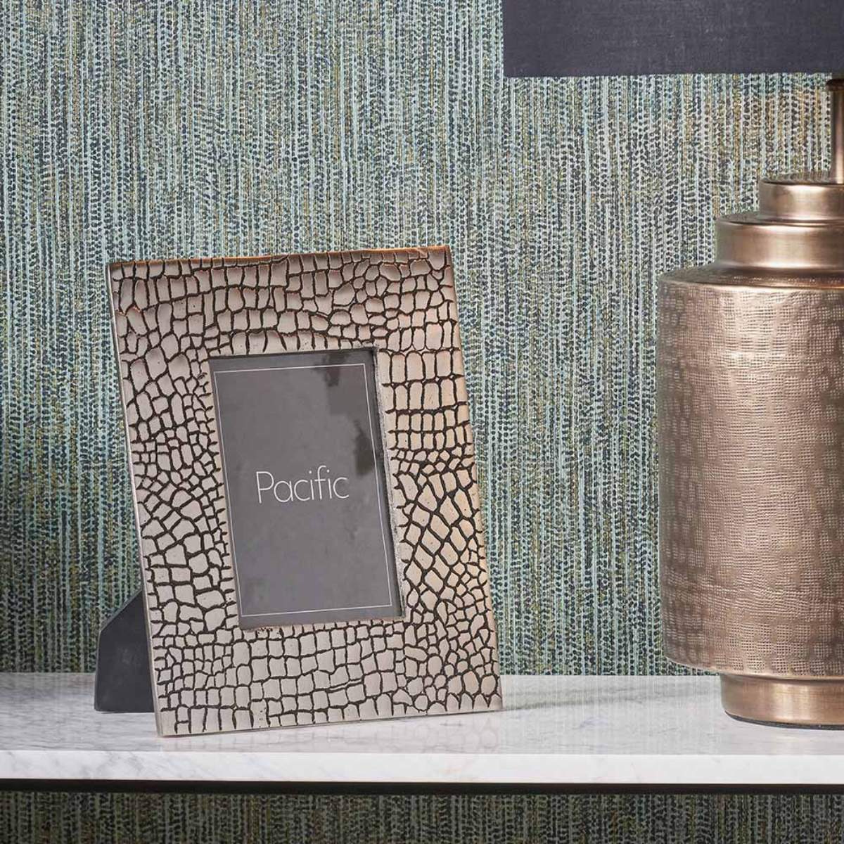 Pacific Lifestyle Antique Silver Metal Croc Print 5 x 7" Photo Frame