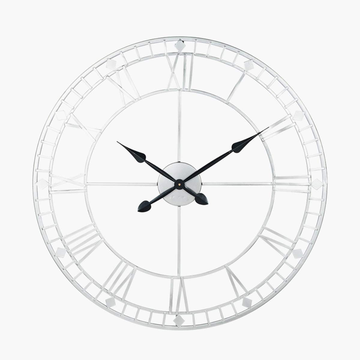 Pacific Lifestyle Antique Silver Metal Round Wall Clock Large