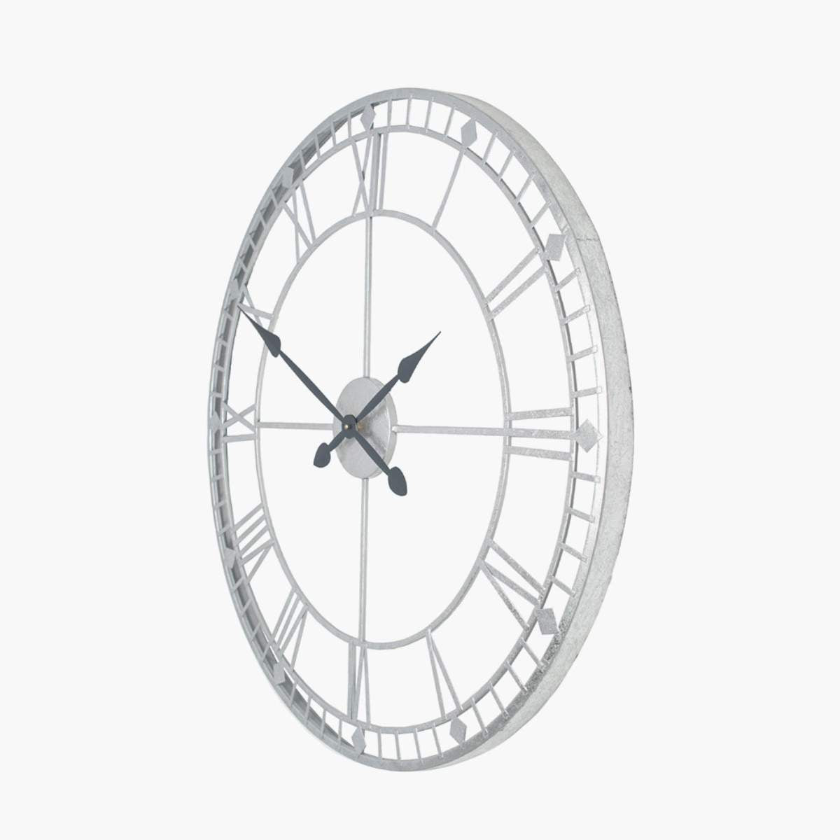 Pacific Lifestyle Antique Silver Metal Round Wall Clock Large