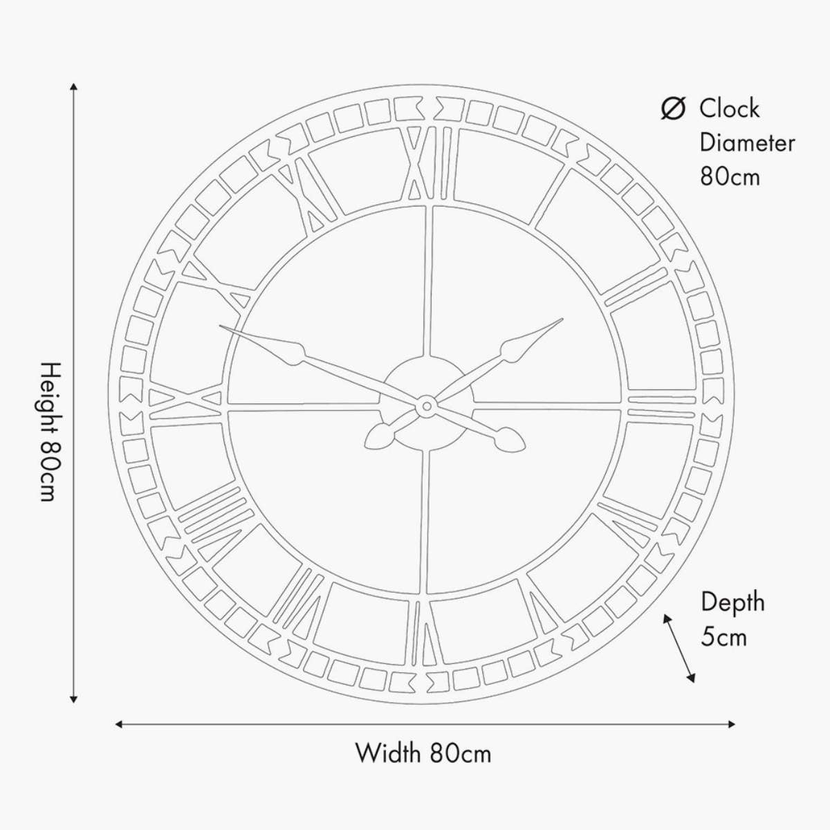 Pacific Lifestyle Antique Silver Metal Round Wall Clock Large