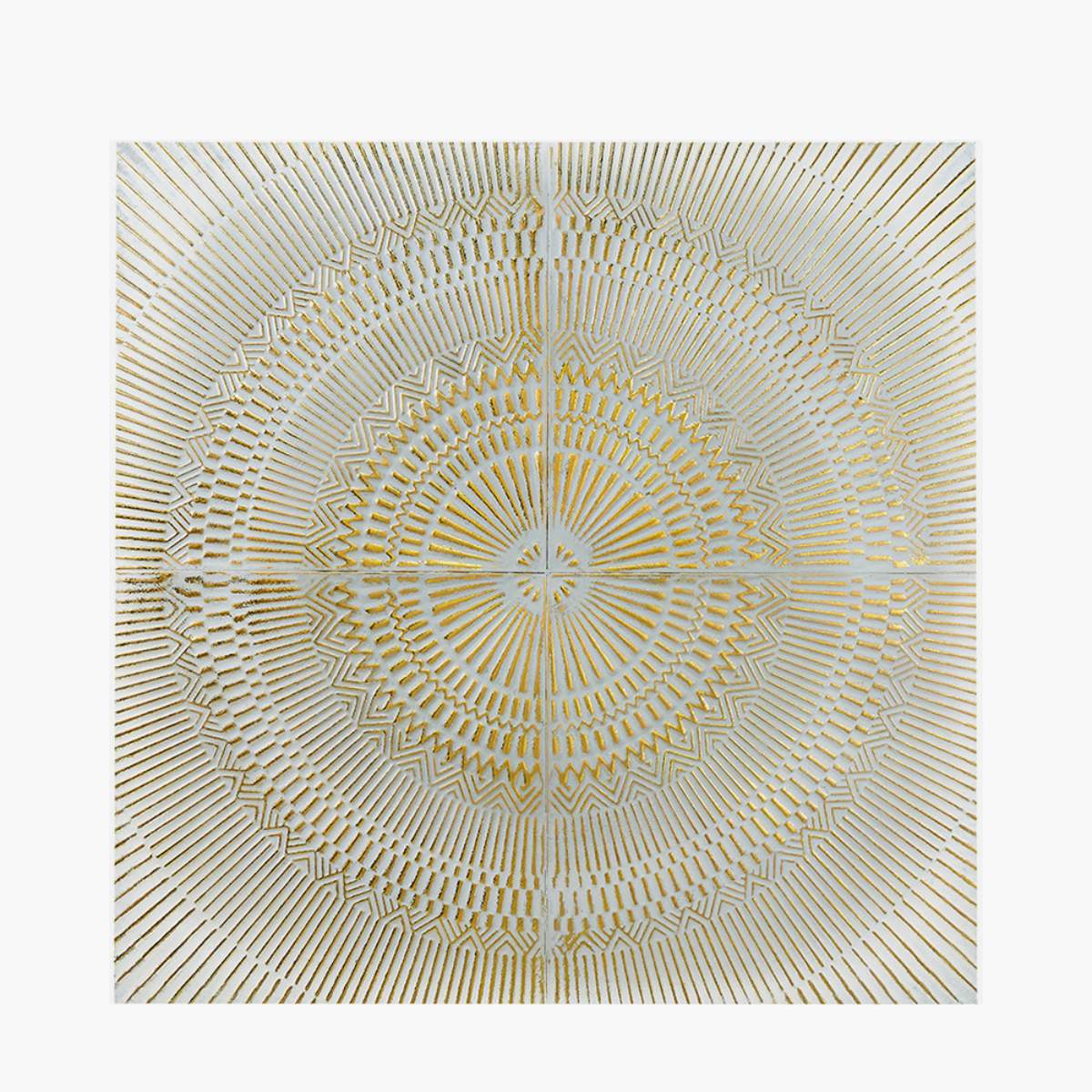 Pacific Lifestyle Antique White and Gold Textured Metal Wall Art