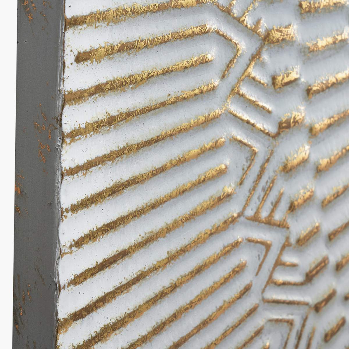 Pacific Lifestyle Antique White and Gold Textured Metal Wall Art