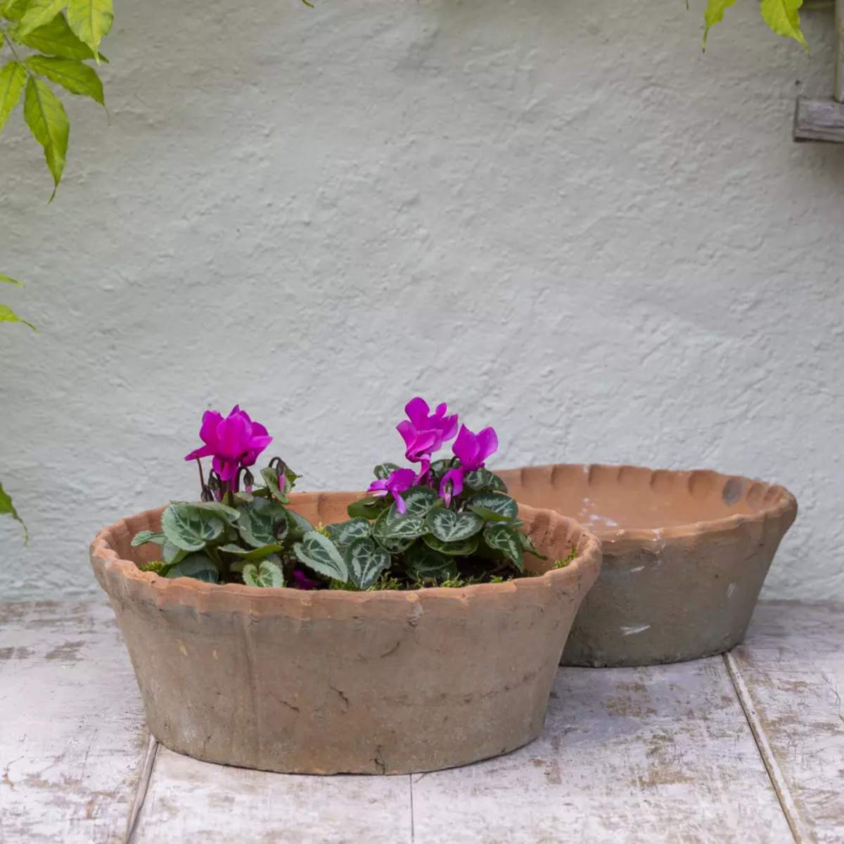 Grand Illusions Antiqued Redstone Dish Planter Frill Rim 30×10.5cm
