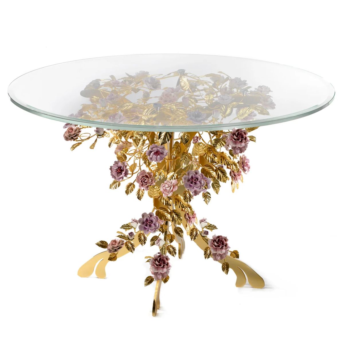 Villari Marie Antoinette Dining Table - Gold & Pink