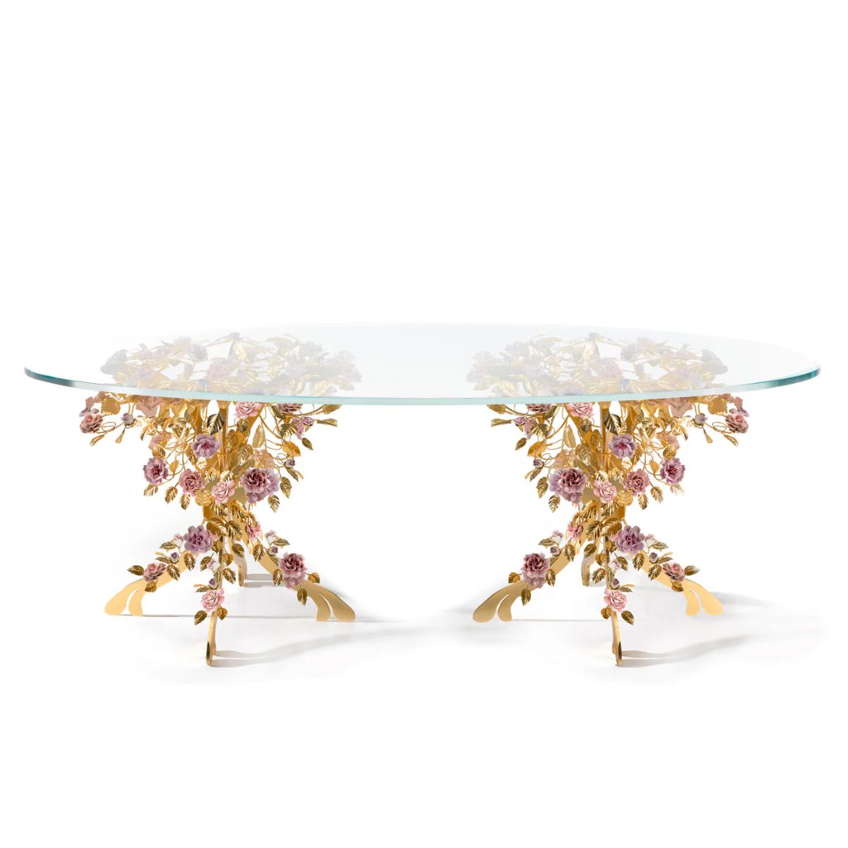 Villari Marie Antoinette Dining Table - Gold & Pink