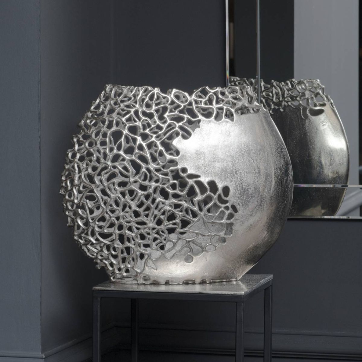 Libra Interiors Apo Coral Aluminium Ellipse Vase