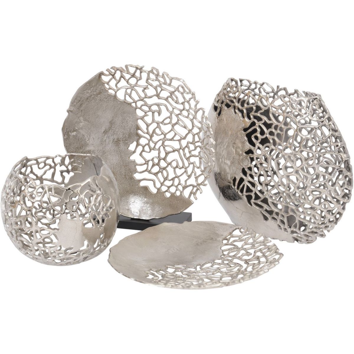 Libra Interiors Apo Coral Aluminium Platter - Set of 2