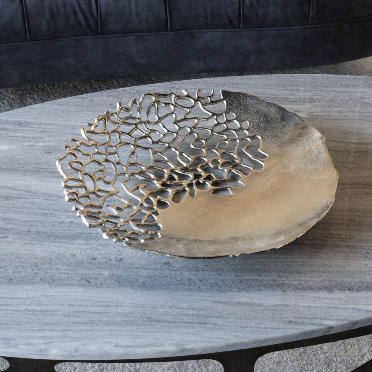 Libra Interiors Apo Coral Aluminium Platter - Set of 2