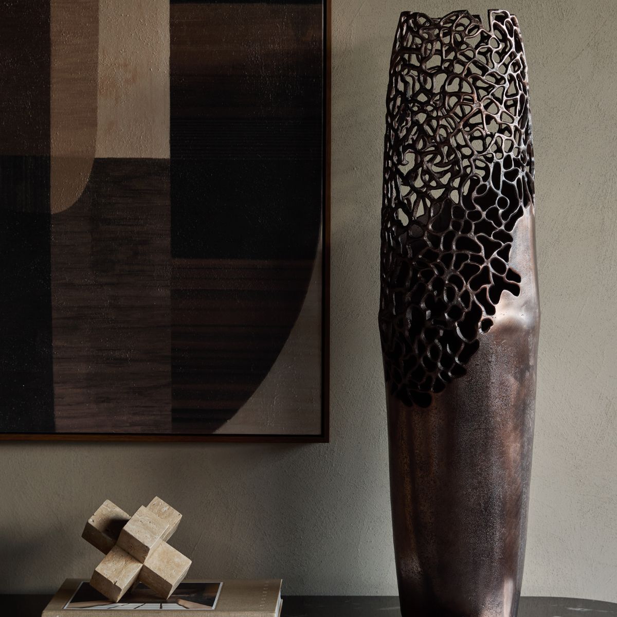Libra Interiors Apo Coral Raw Bronze Vase