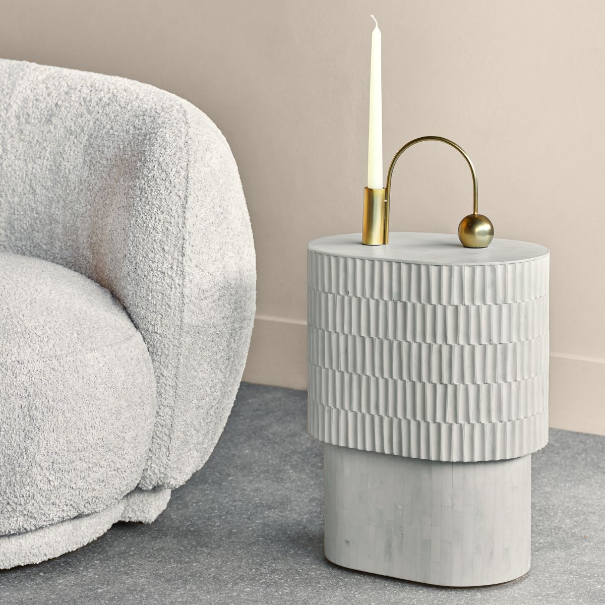 Libra Interiors Apollo Bone Inlay Side Table